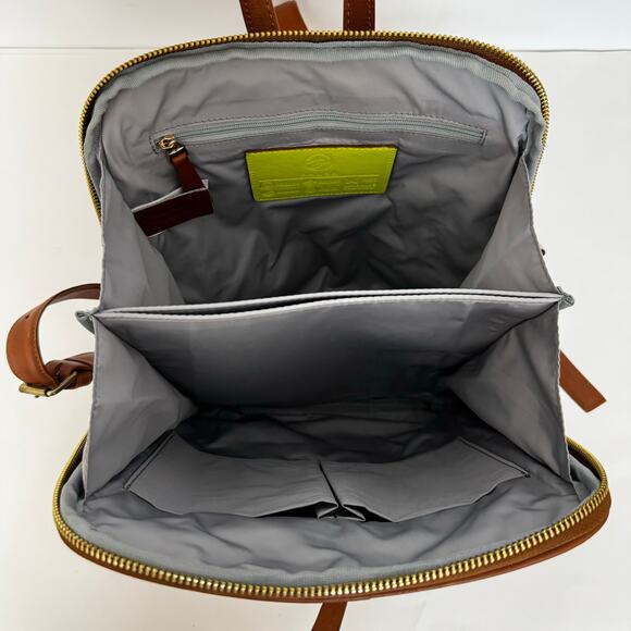 BALSA Paris Leather Slim Backpack Purse Brown Interchangeable Zipper Pulls - Picture 12 of 15